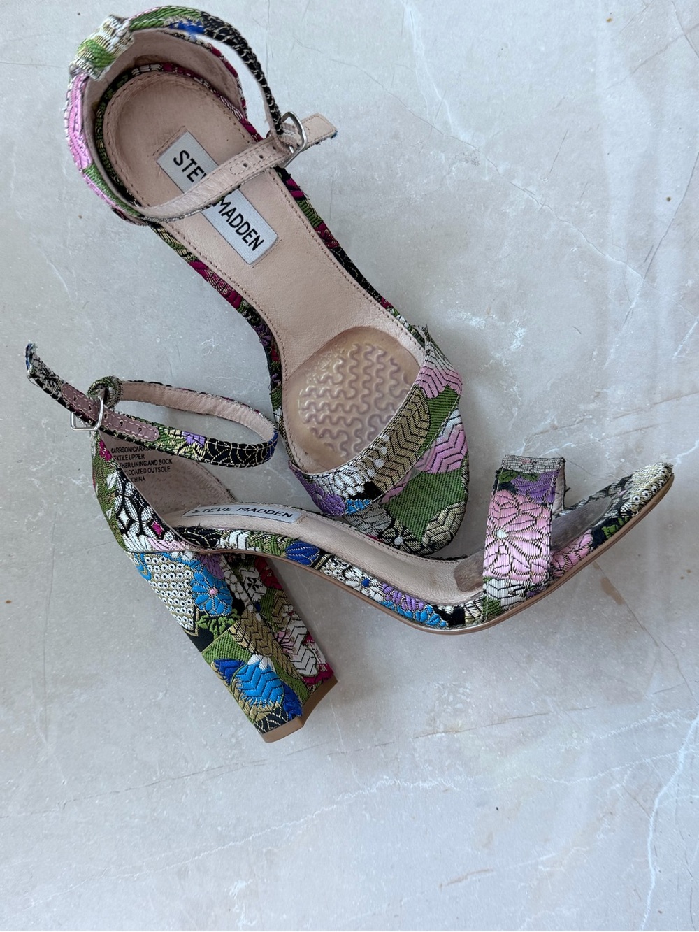 Steve Madden Floral Multicolor Block Heel Sandals